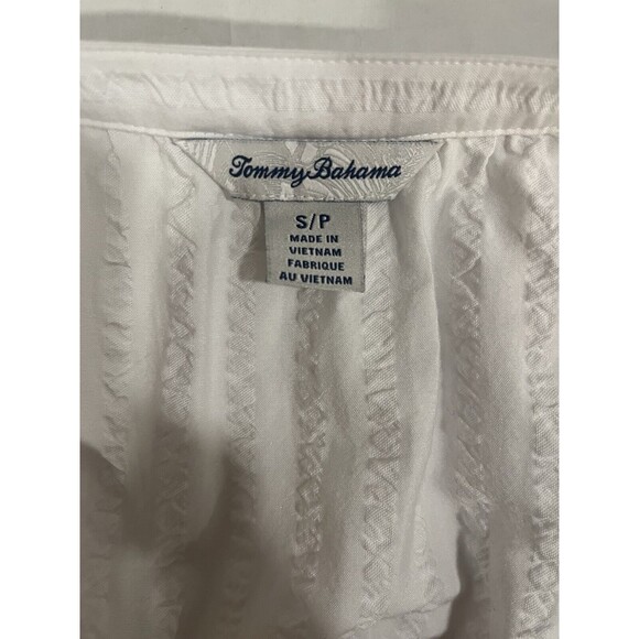 Tommy Bahama Womens Blouse S/P White Textured Stripes 100% Cotton Cottage Core - Picture 5 of 9